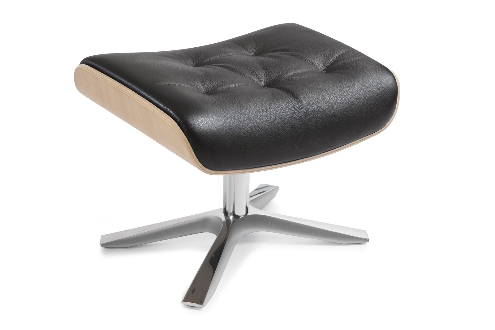 Air krakk med pikering I hud Zero 2534-89 Black, Quattro svingfot alu. Skrog i ubehandlet eik