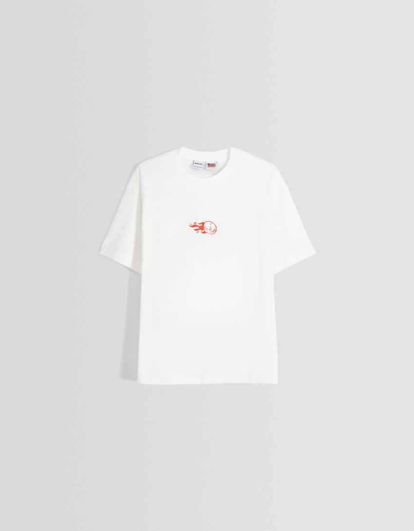 Camiseta Hot Stuff de manga curta com modelagem quadrada e estampa.