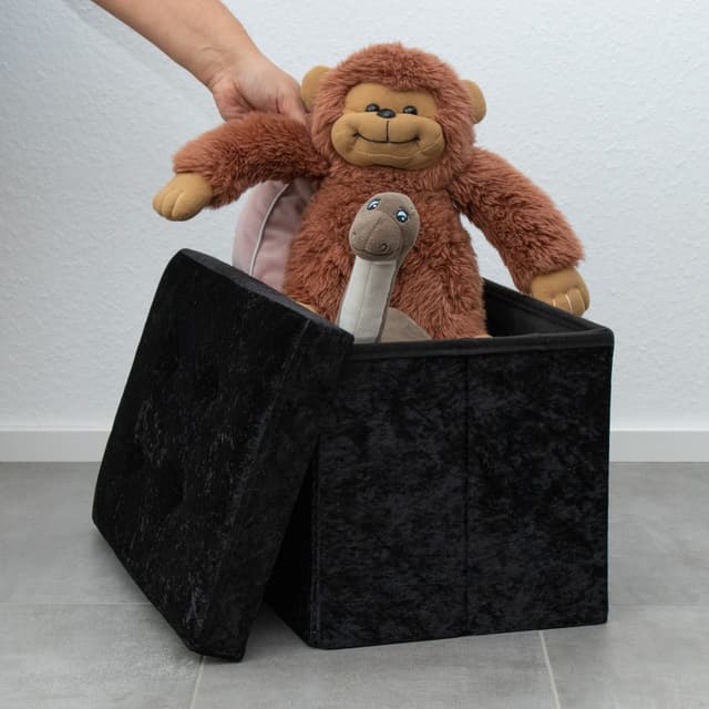 Foldbar Skammel Bænk 49x30x30cm Taburet (sort)