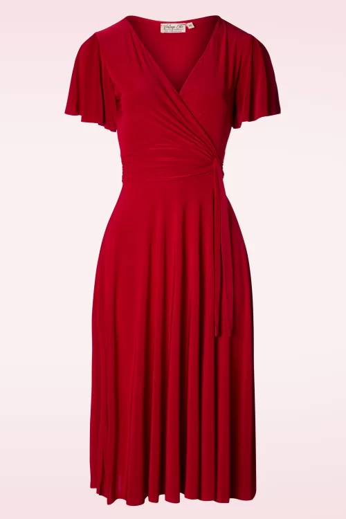Vintage Chic for Topvintage Irene gekruiste swingjurk in rood