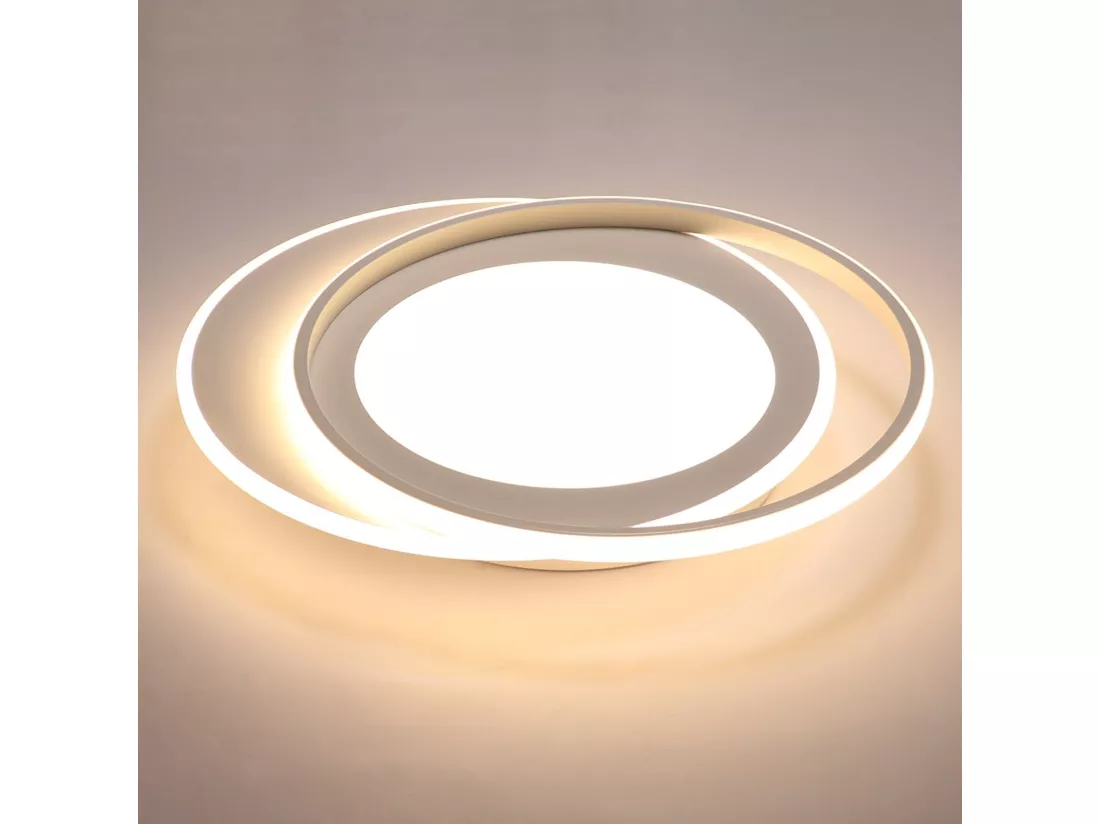 NETTLIFE Plafonnier LED Lampe de Salon Lampe avec Télécommande Chambre 66W Lampe de Cuisine Moderne Design Anneau 48,5 cm pour Salle à Manger Bureau