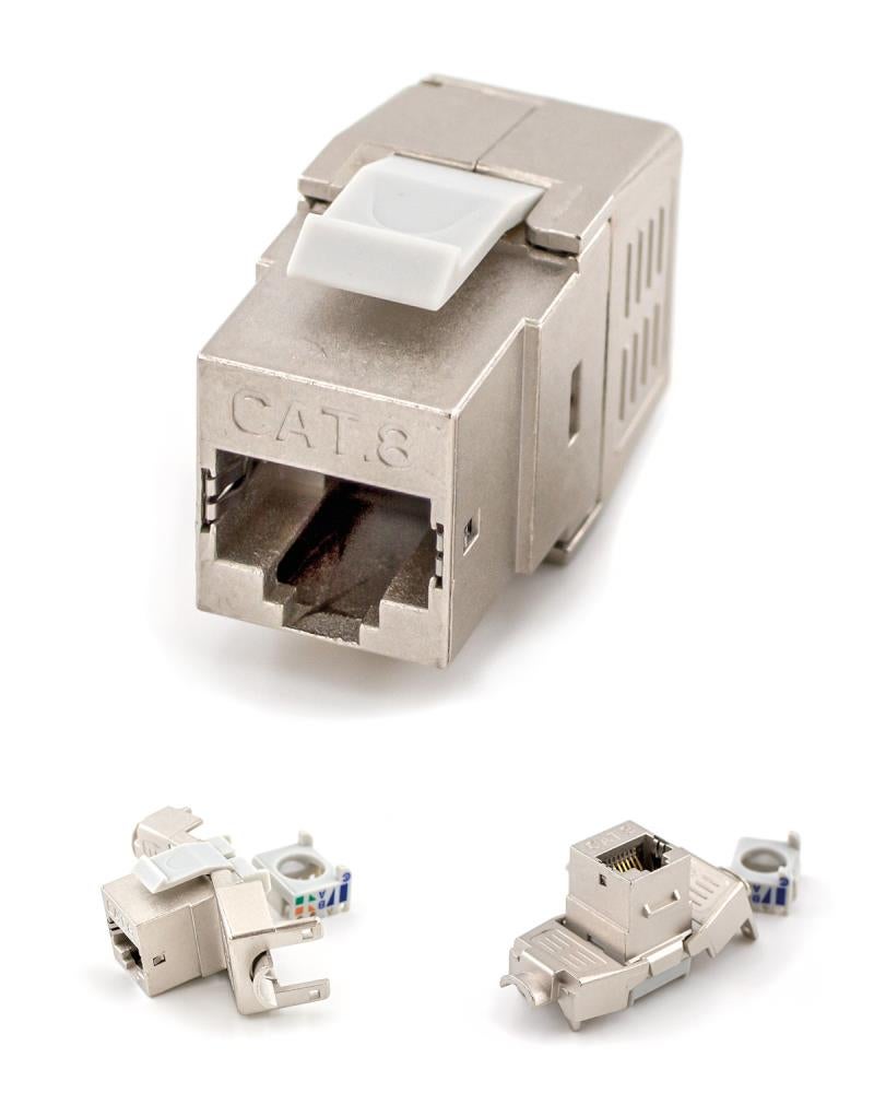 Cat. 8.1 Keystone module RJ45-aansluiting 40 Gbits 2000 MHz STP-koppeling volledig afgeschermd voor AWG22-24 installatiekabel Cat. 8, Cat. 7a, Cat. 7, Cat. 6, Cat. 6a, Cat. 5 en netwerkpatchpaneel patchveld