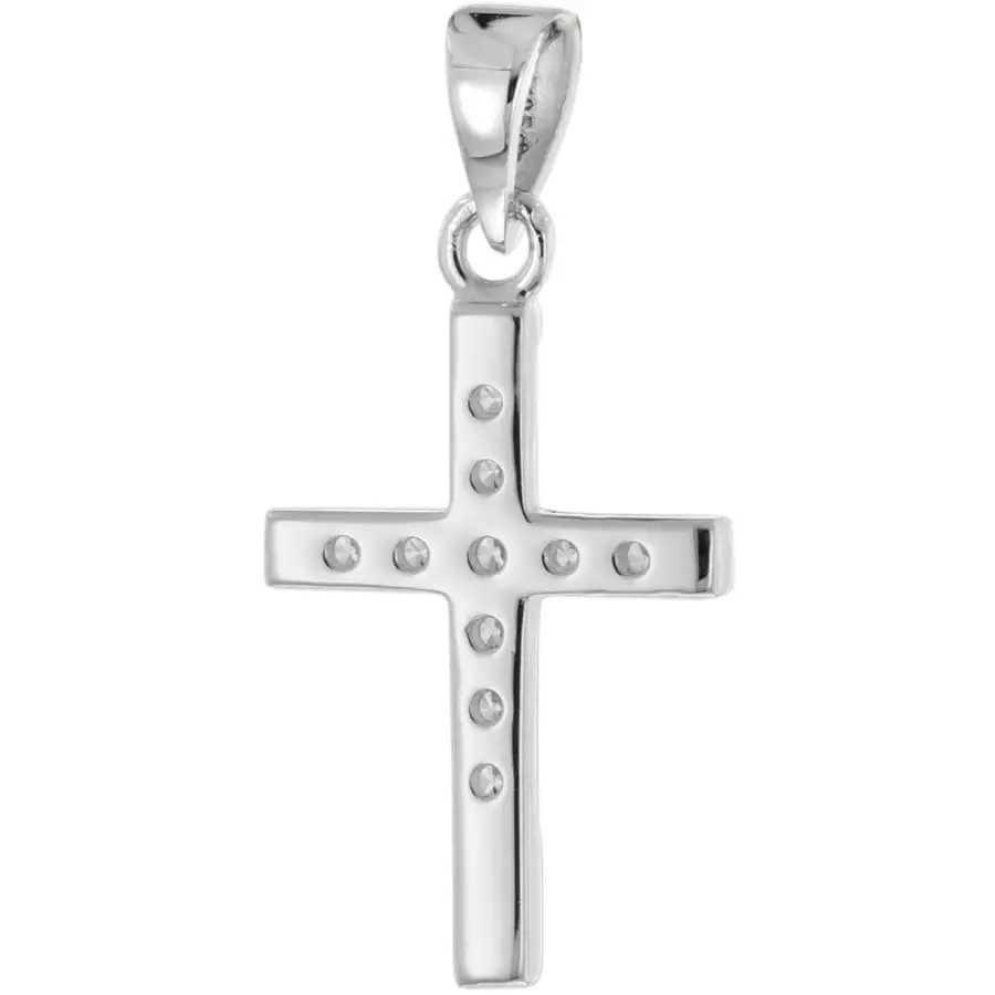 trendor Kreuz Anhänger für Mädchen Weißgold 585  14K + Silberkette silver