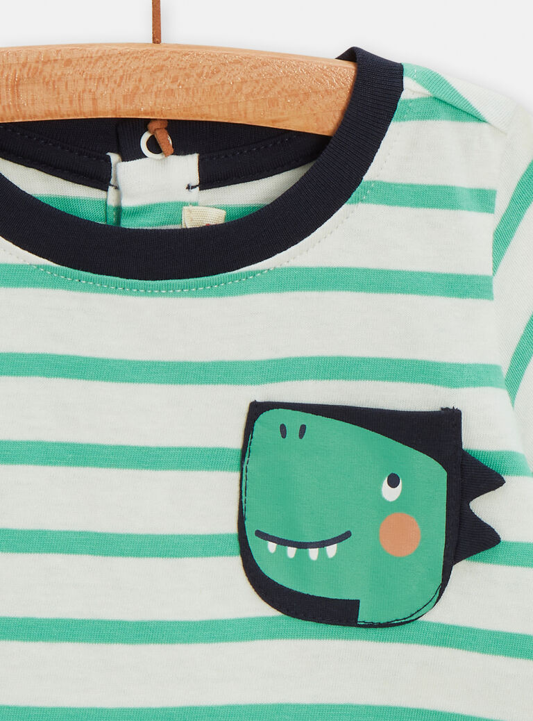 T-shirt rayé à animation dinosaure pour bébé garçon