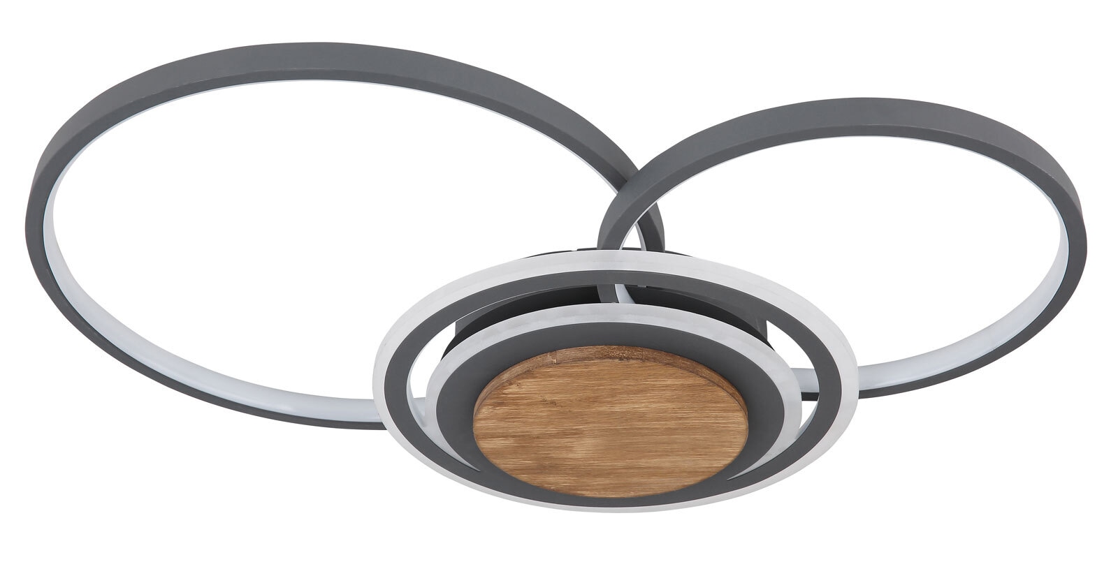 NIRRA Deckenlampe braun, grau 67256-40, B/H/T: 65 x 10 x 45 cm, Kunst., Metall, Holz