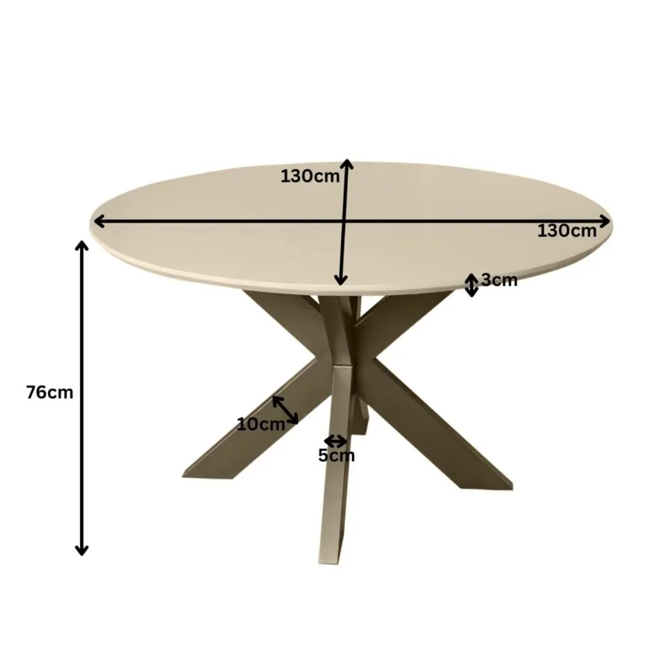 StarFurn - Eettafel Madison ø130 cm - zand/brons