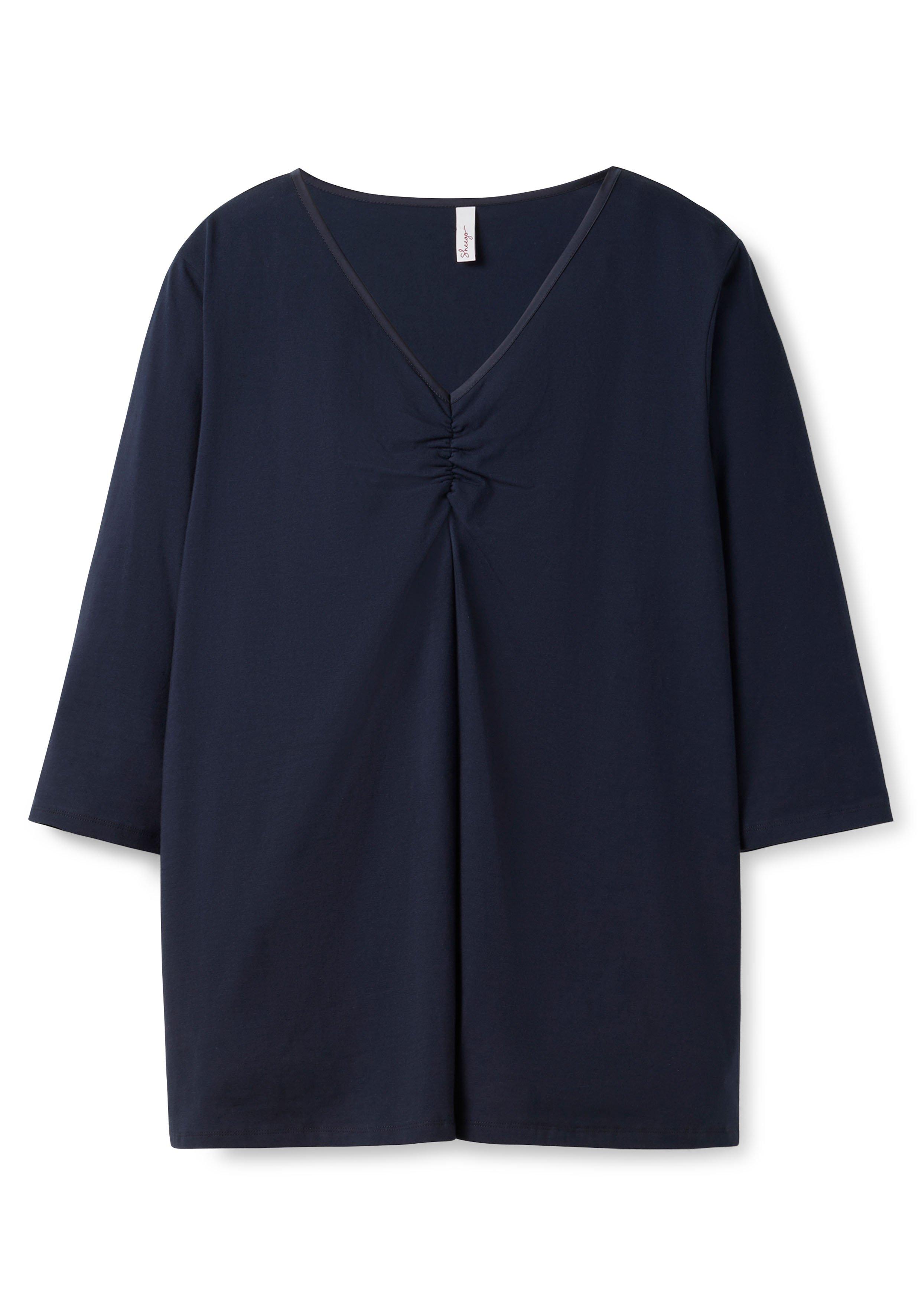Shirt aus Jersey, mit V-Ausschnitt und Kellerfalte