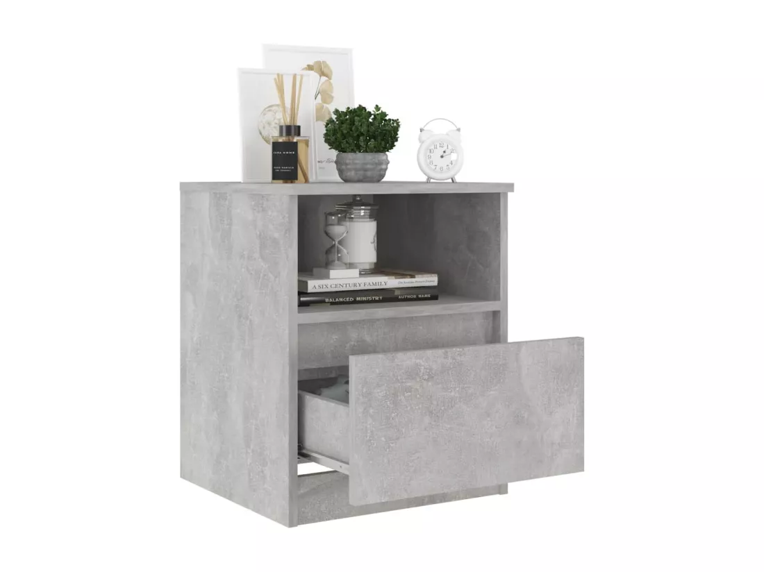 Tables de chevet 2 pcs Gris béton 40x40x50 cm Aggloméré