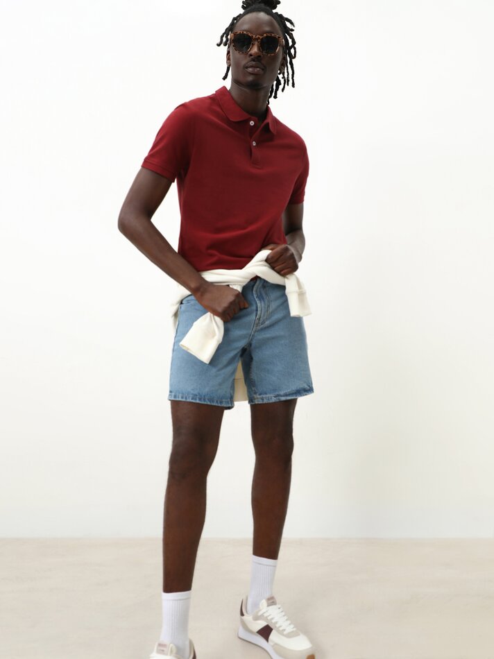 Camisa polo básica - cor bordô