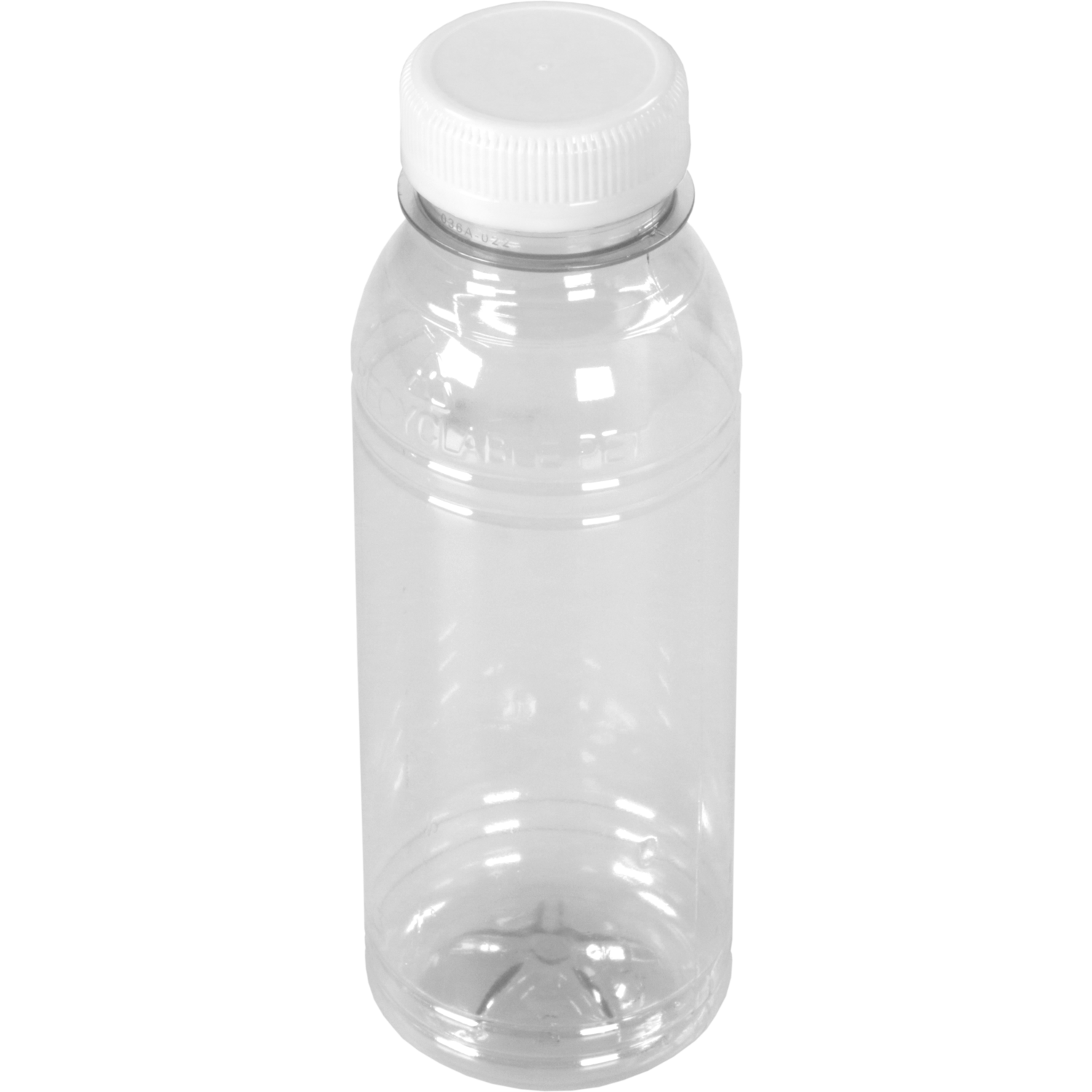 Fles, petfles, Gerecycled PET, met vaste dop, 330ml, transparant/wit