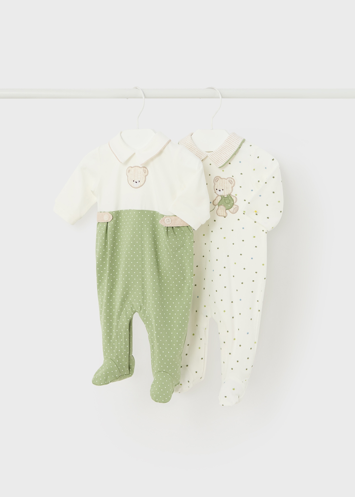 Conjunto de 2 macacões compridos Better Cotton para recém-nascidos, azul celeste