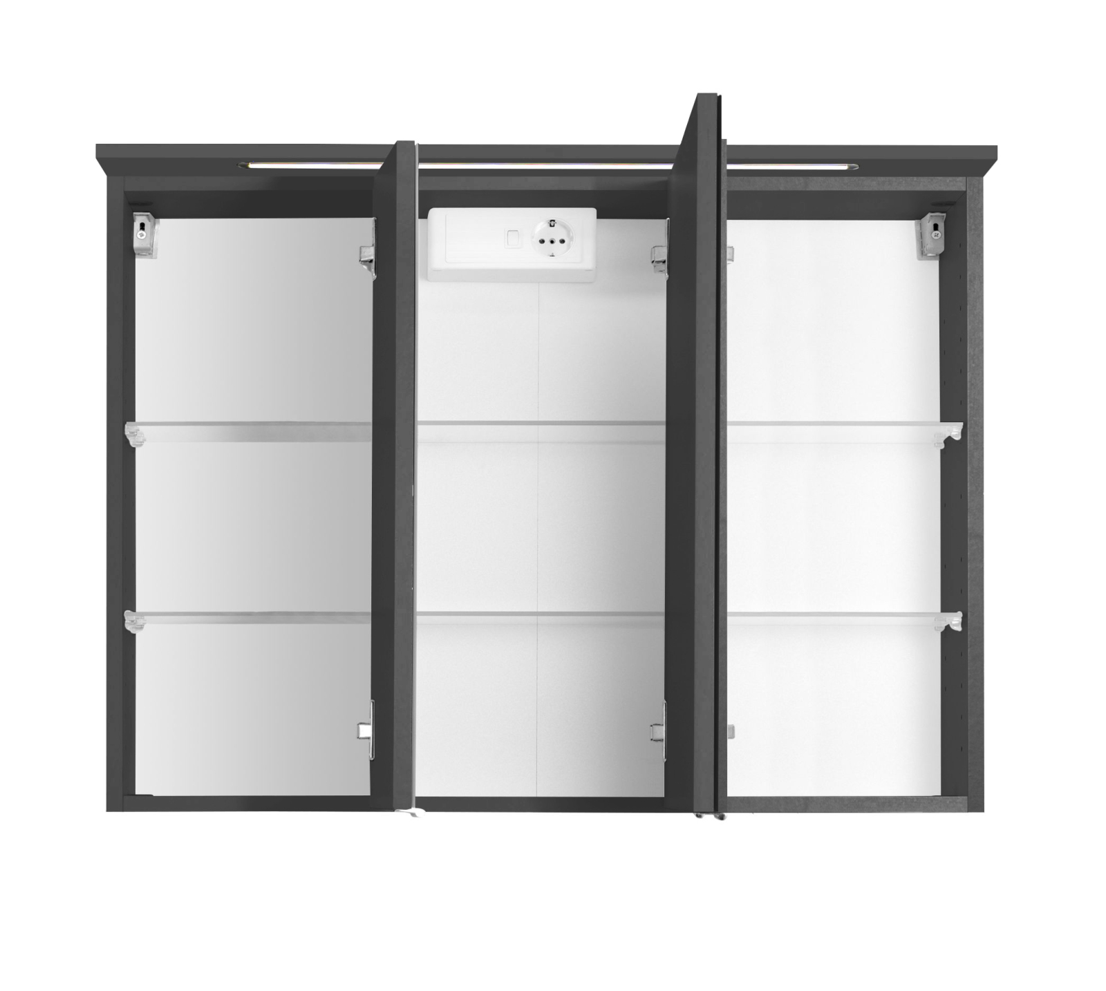 3D-Spiegelschrank BOLOGNA - grafitgrau - 90 cm breit