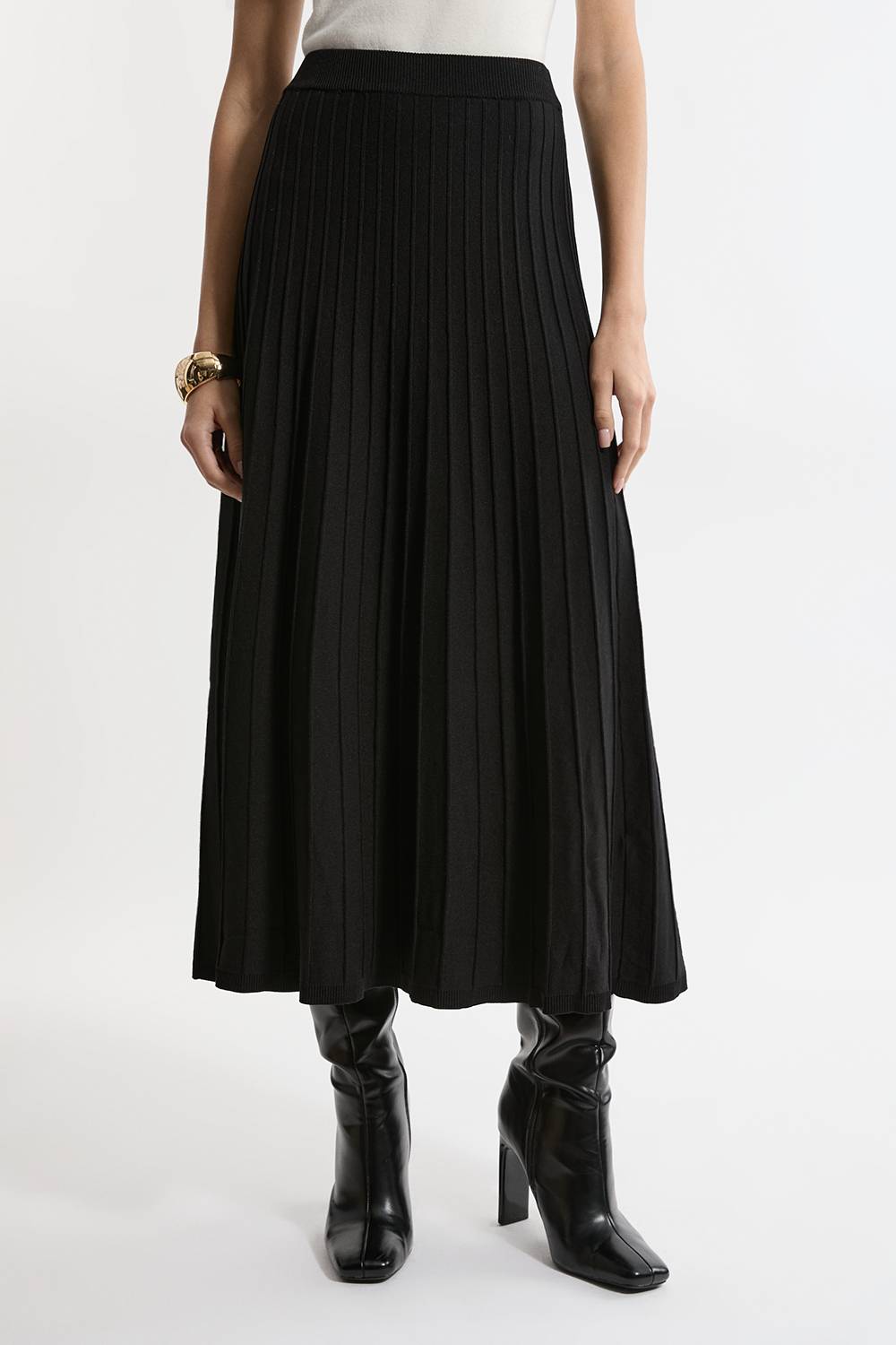 KarenMillen Jupe maxi intégrale en tricot texturé à taille haute
