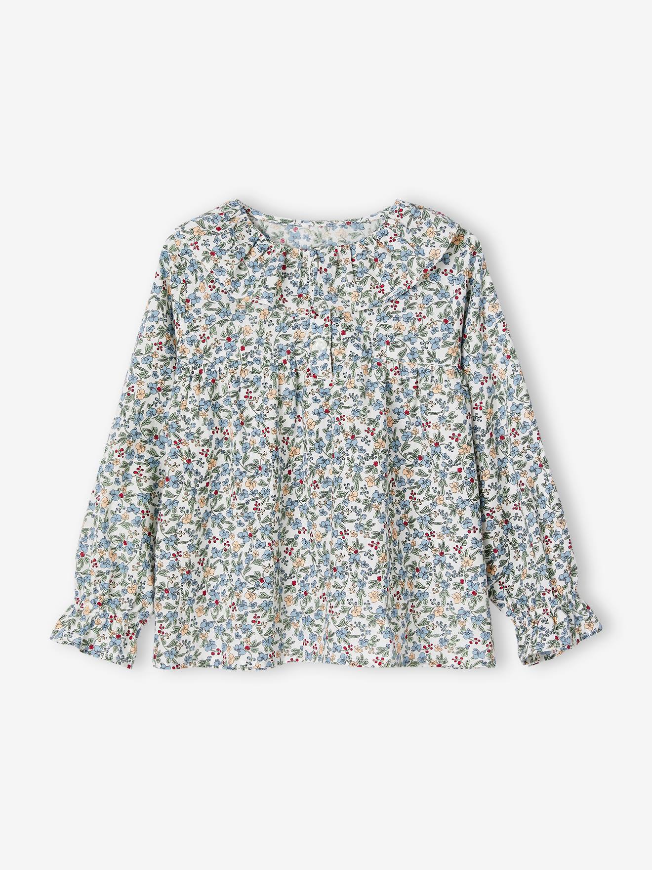 Blusa rosa com estampa floral para meninas