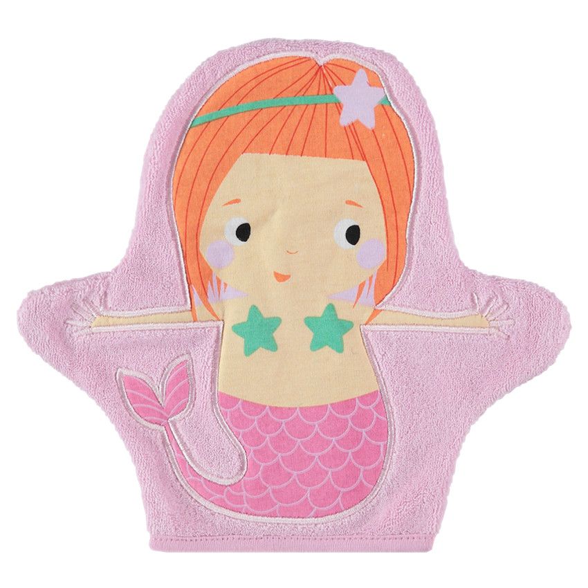 Gant de toilette marionnette avec forme fantaisie - Rose