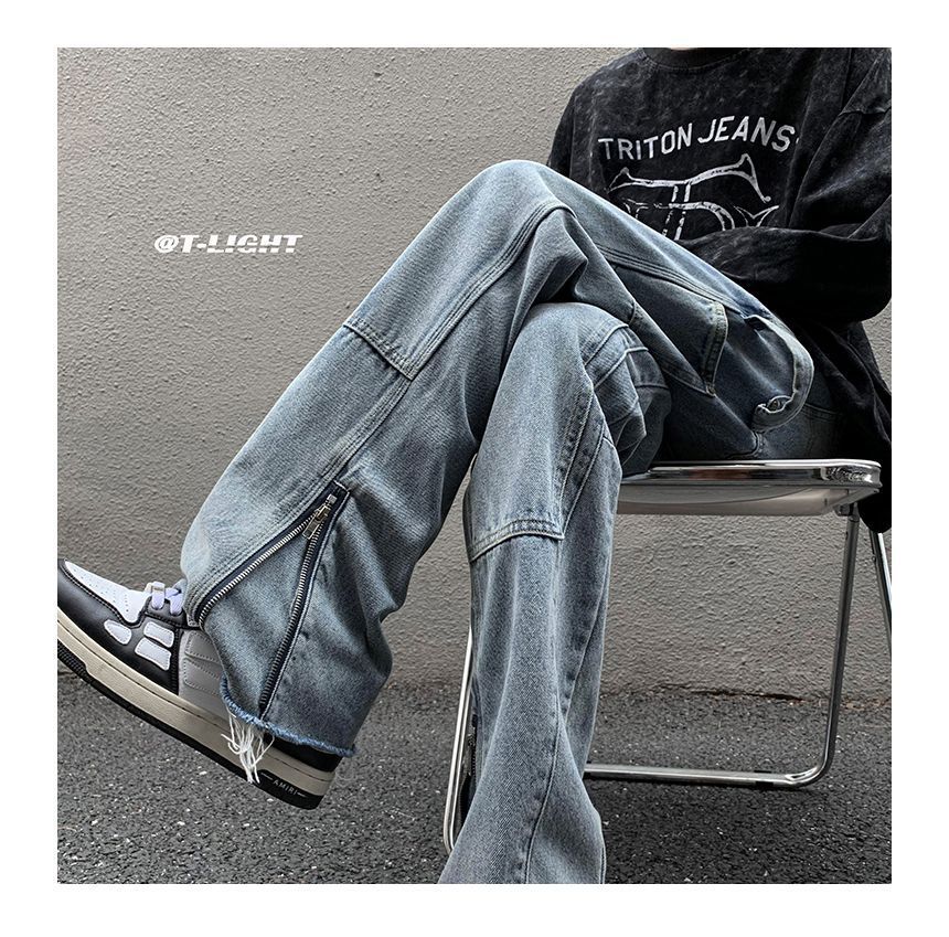 Bay Go Mall - Losse jeans met rits en split