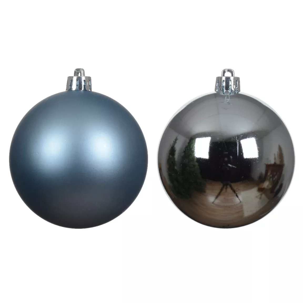 Lot de 6 boules de Noël (D80 mm) Alpine Bleu glacé