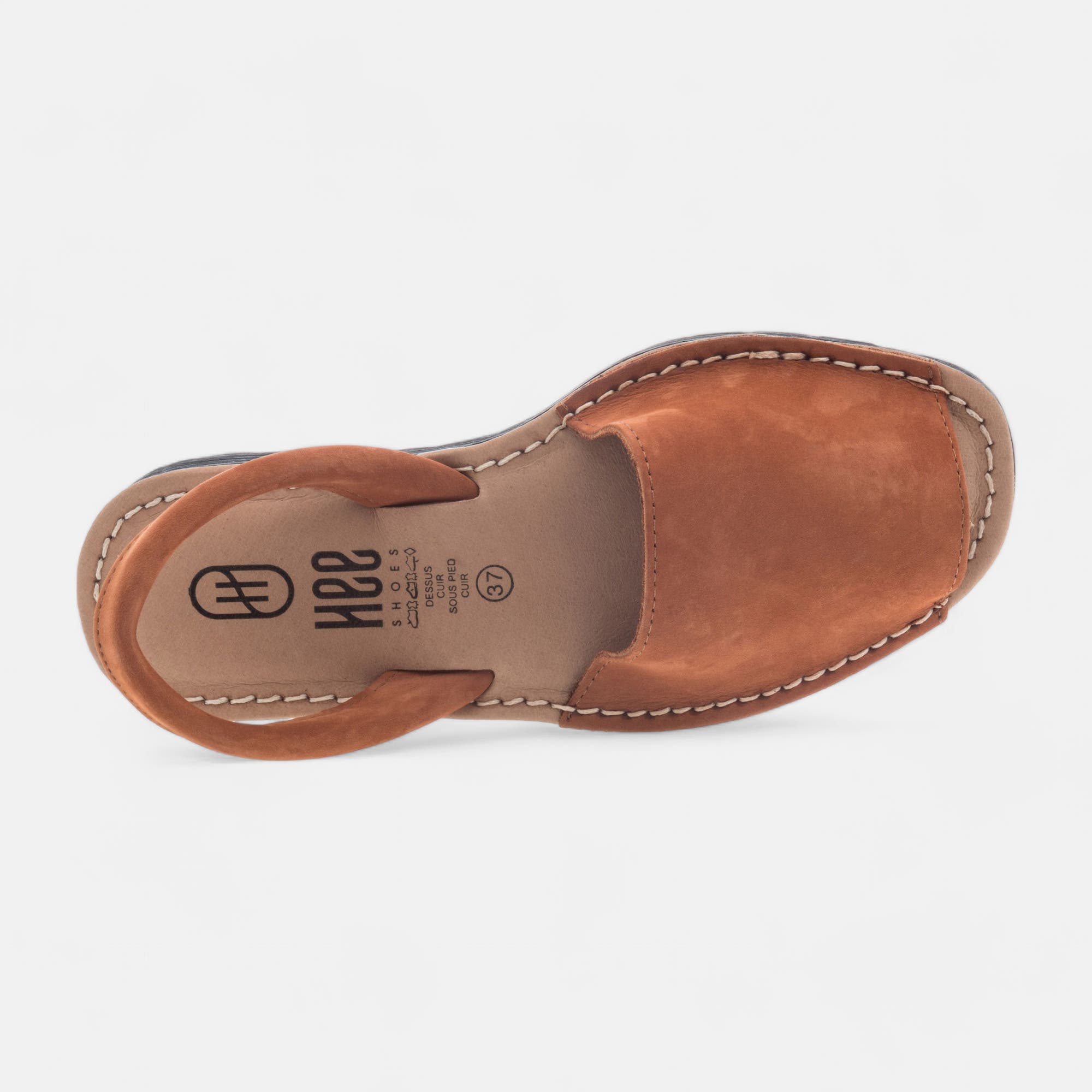 Sandales Femme en cuir cognac