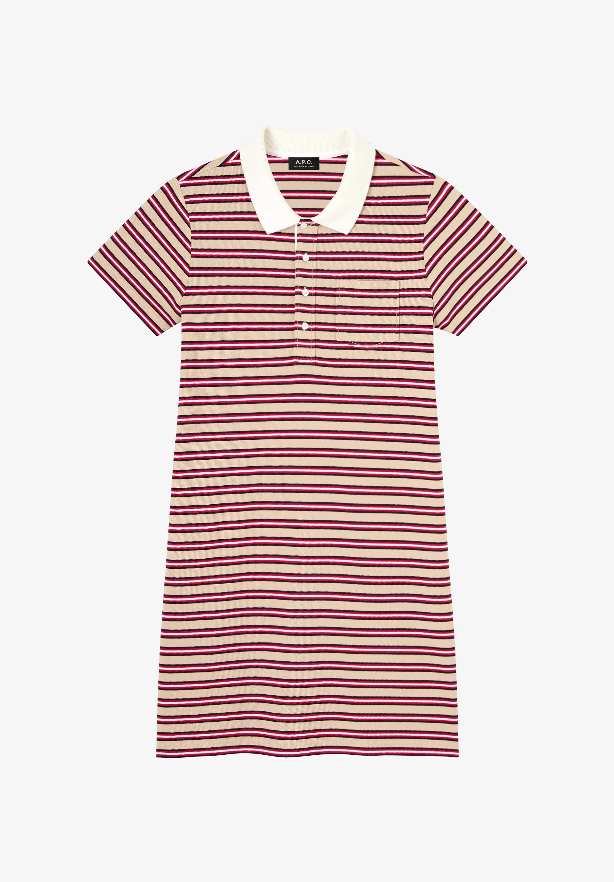 Robe polo Rayé - Beige fonce