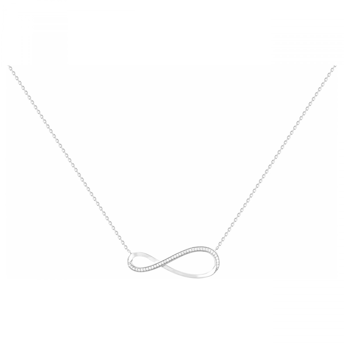 Collier mono-motif en Argent avec oxyde de zirconium blanc