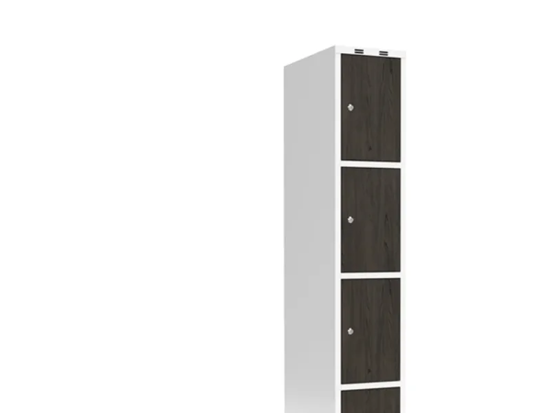 Garderobeskab 1x300 mm Lige tag 4-delt søjle Laminat dør Nocturne wood Cylinderlås