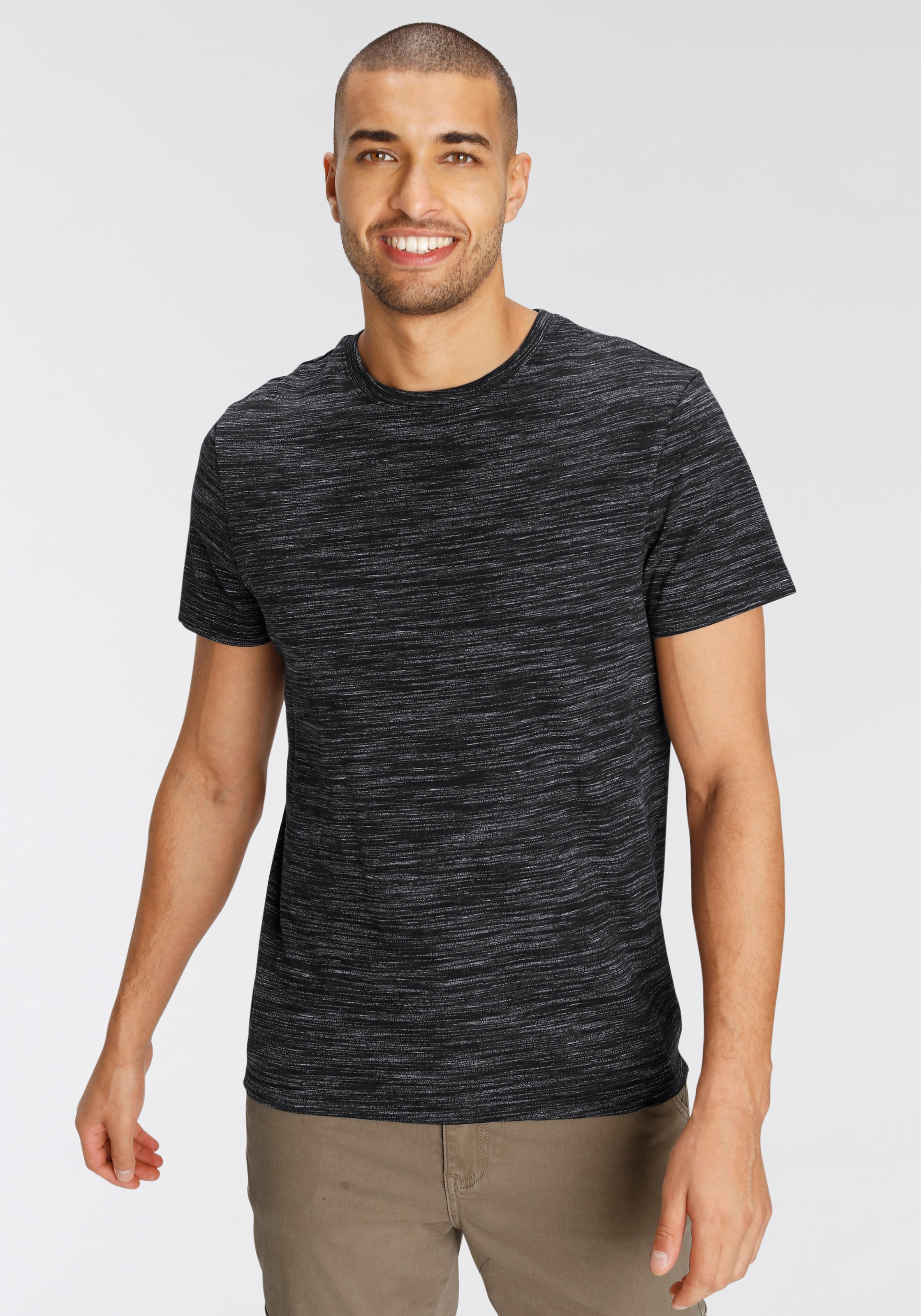 AJC T-Shirt , Kurzarm,  Regular Fit,  meliert,  Rundhalsausschnitt