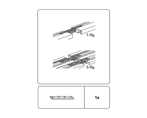 Railverbinders voor enkele en drievoudige aluminium gordijnrails, wit