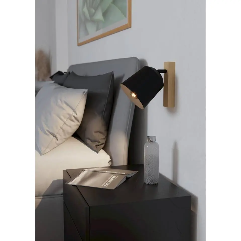 EGLO Cotorro Wandlamp - E27 - 14.5 cm - Zwart/Bruin