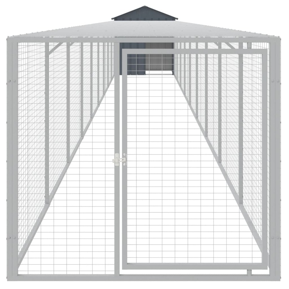Poulailler avec cour anthracite 117x1017x123 cm acier galvanisé