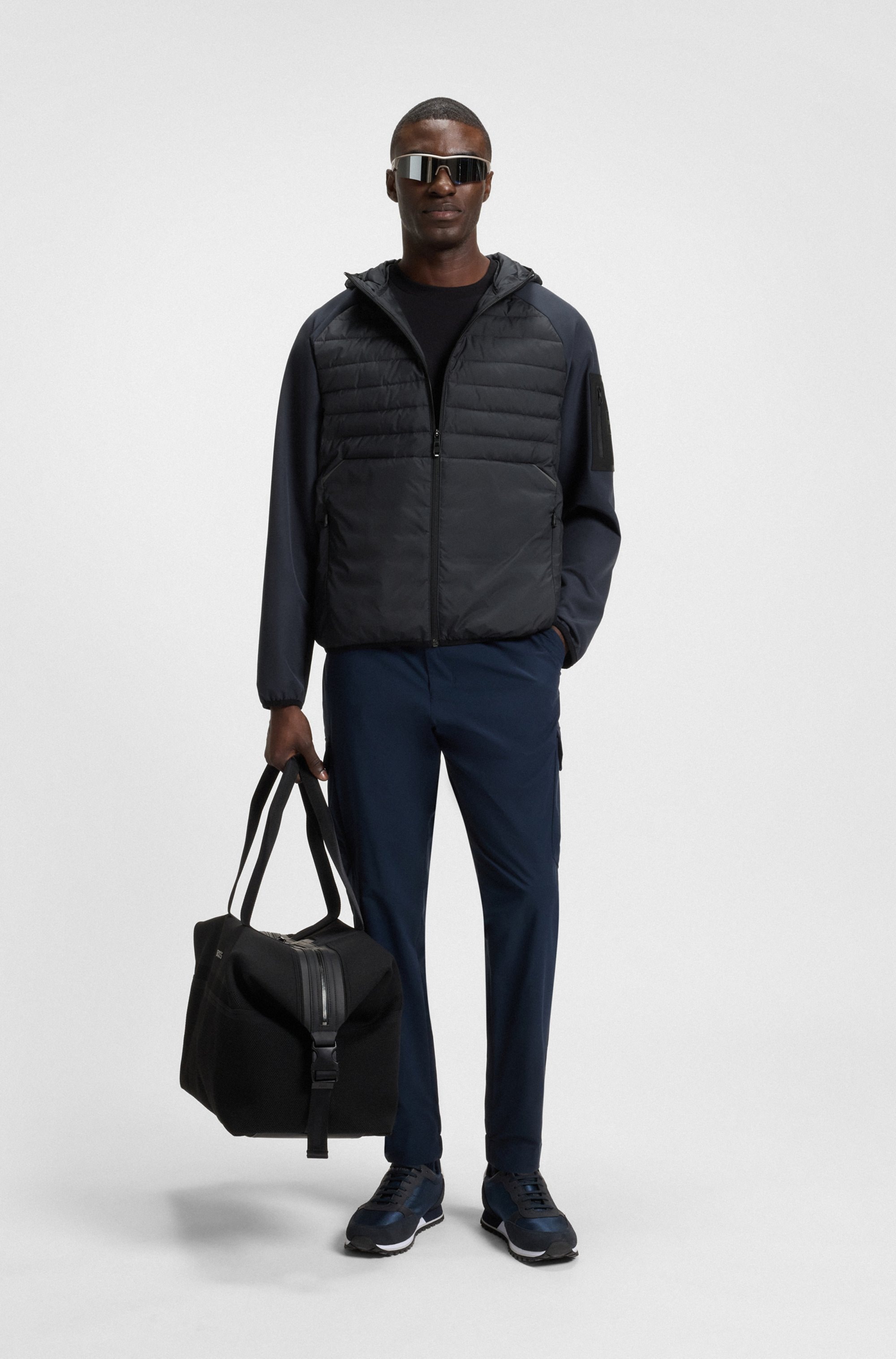 BOSS GREEN Outdoorjacke »J Urbanex Hybrid HD« mit Kapuze wasserabweisend Regenjacke mit soften Stretch-Einsätzen reflektierend