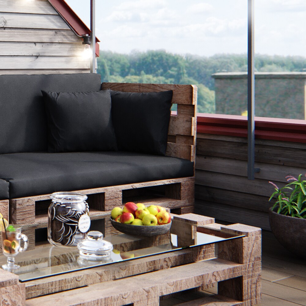 Vicco Loungekissen Palettenkissen Gartenkissen Anthrazit 4er Set Balkonkissen