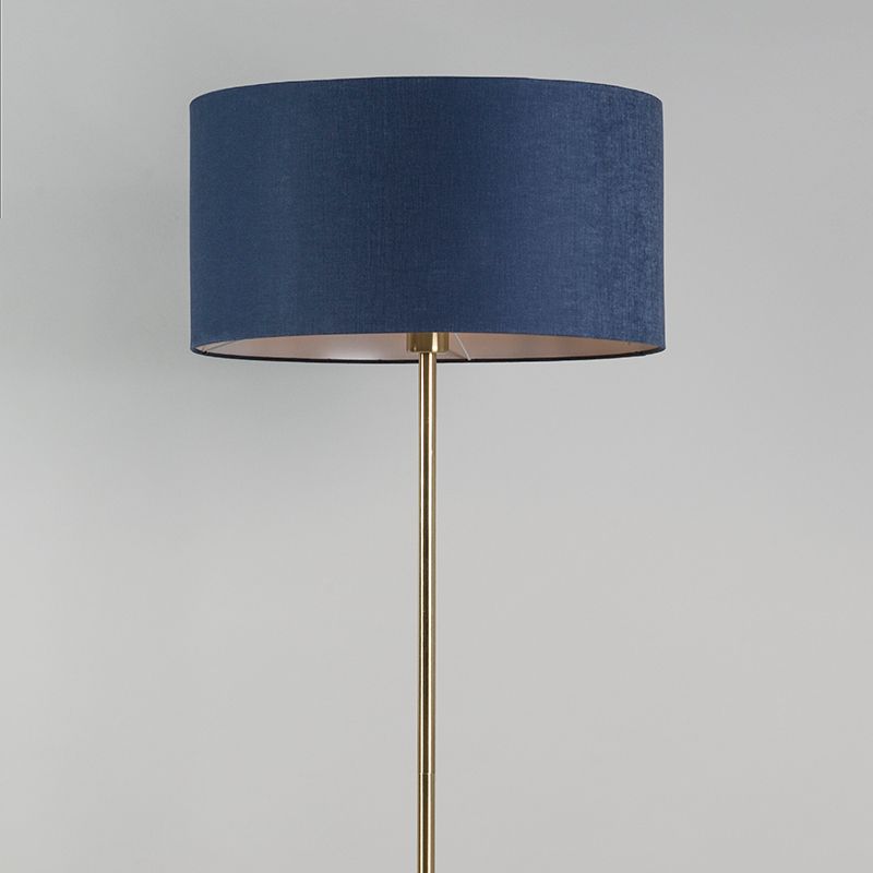 Vloerlamp messing met blauwe kap 50 cm - Kaso