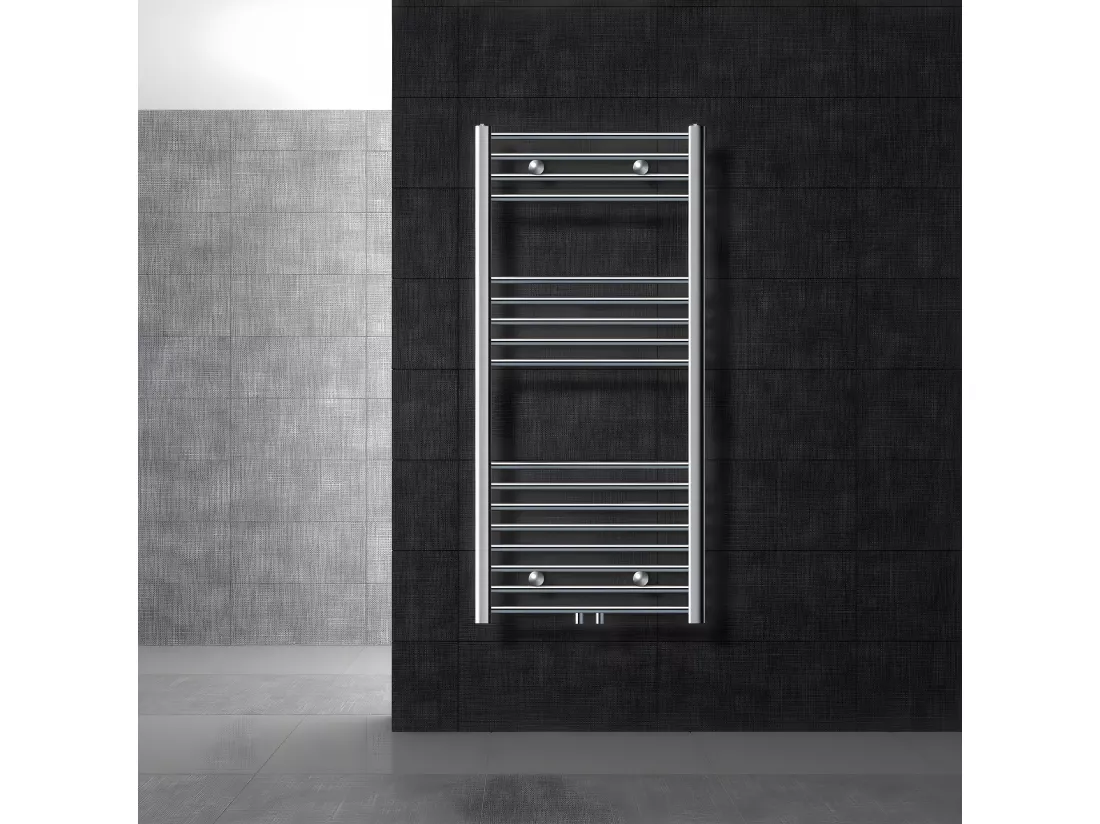 Radiateur sèche-serviette salle de bain acier chrome connexion central 60x120 cm