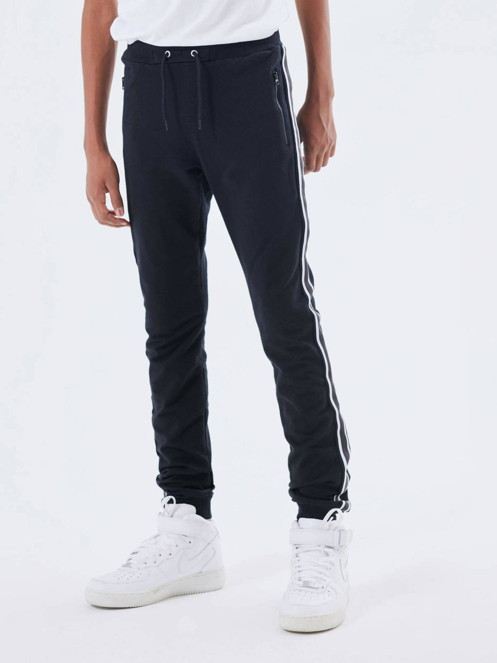 NAME IT joggingbroek NKMHONK met zijstreep zwart
