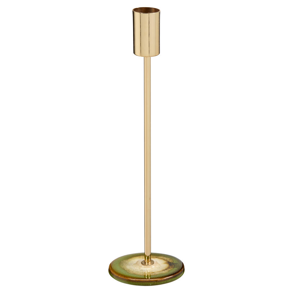 Kandelaar Oppido Goud/Groen 26 cm