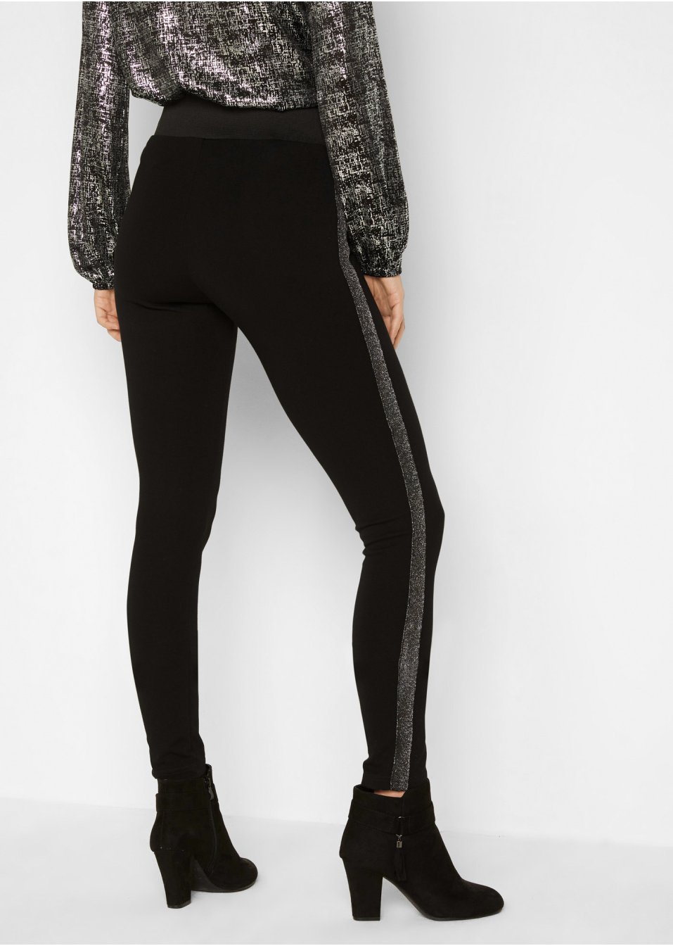 Legging en Punto di Roma avec galon latéral brillant