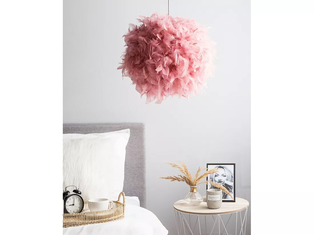 Lampe suspension DRAVA Plumes Rose