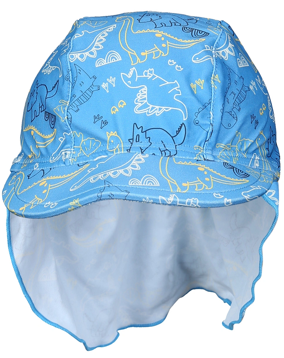 Bademütze DINO mit Nackenschutz in blau