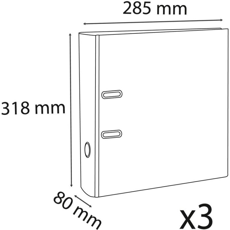 Lot de 3 classeurs à levier - dos de 80mm - format A4 - extérieur en polypropylène / intérieur en papier