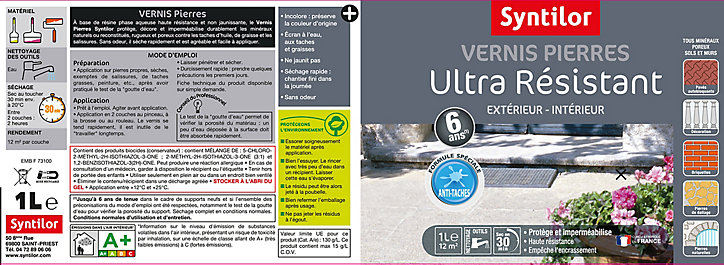 Vernis pierres intérieur et extérieur ultra résistant Syntilor satin 1L