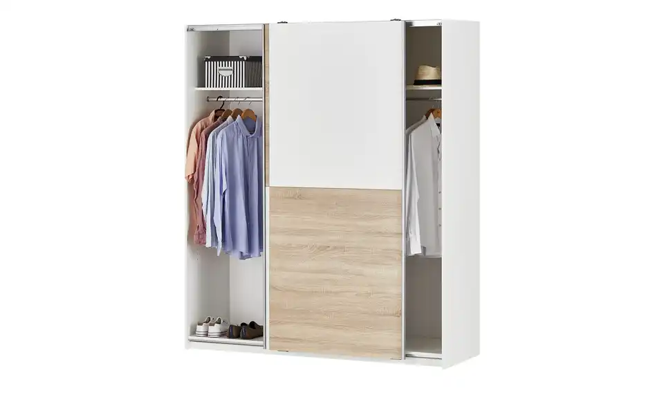 Schwebetürenschrank, 2-türig Time 170 cm Schachbrett sägerau