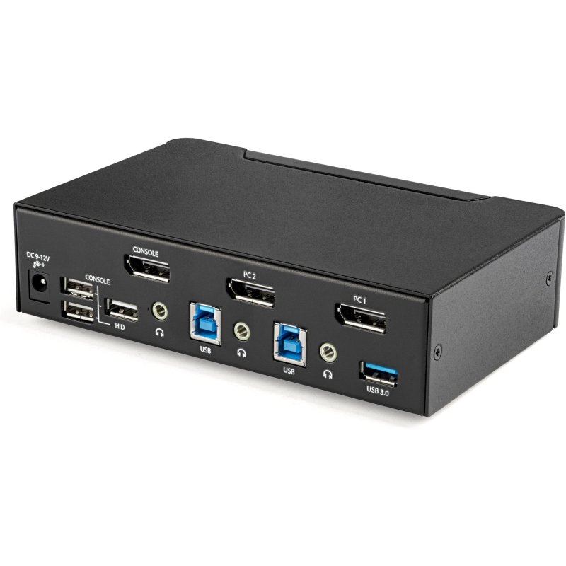 StarTech.com Switch KVM DisplayPort à 2 Ports - 4K60Hz - Écran Unique - Switch KVM USB UHD DP 1.2 à 2 Ports avec Hub USB 3.0 Intégré et Audio - Dell HP Apple Lenovo - Conforme TAA