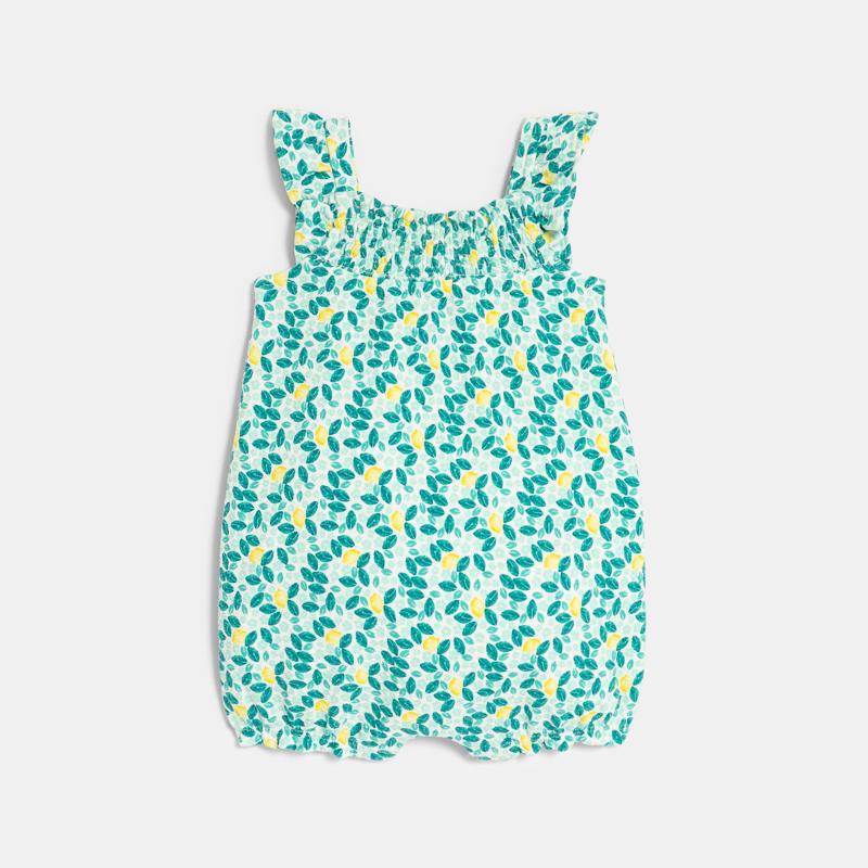Combi courte coton fantaisie citrons bleu bébé fille Bleu