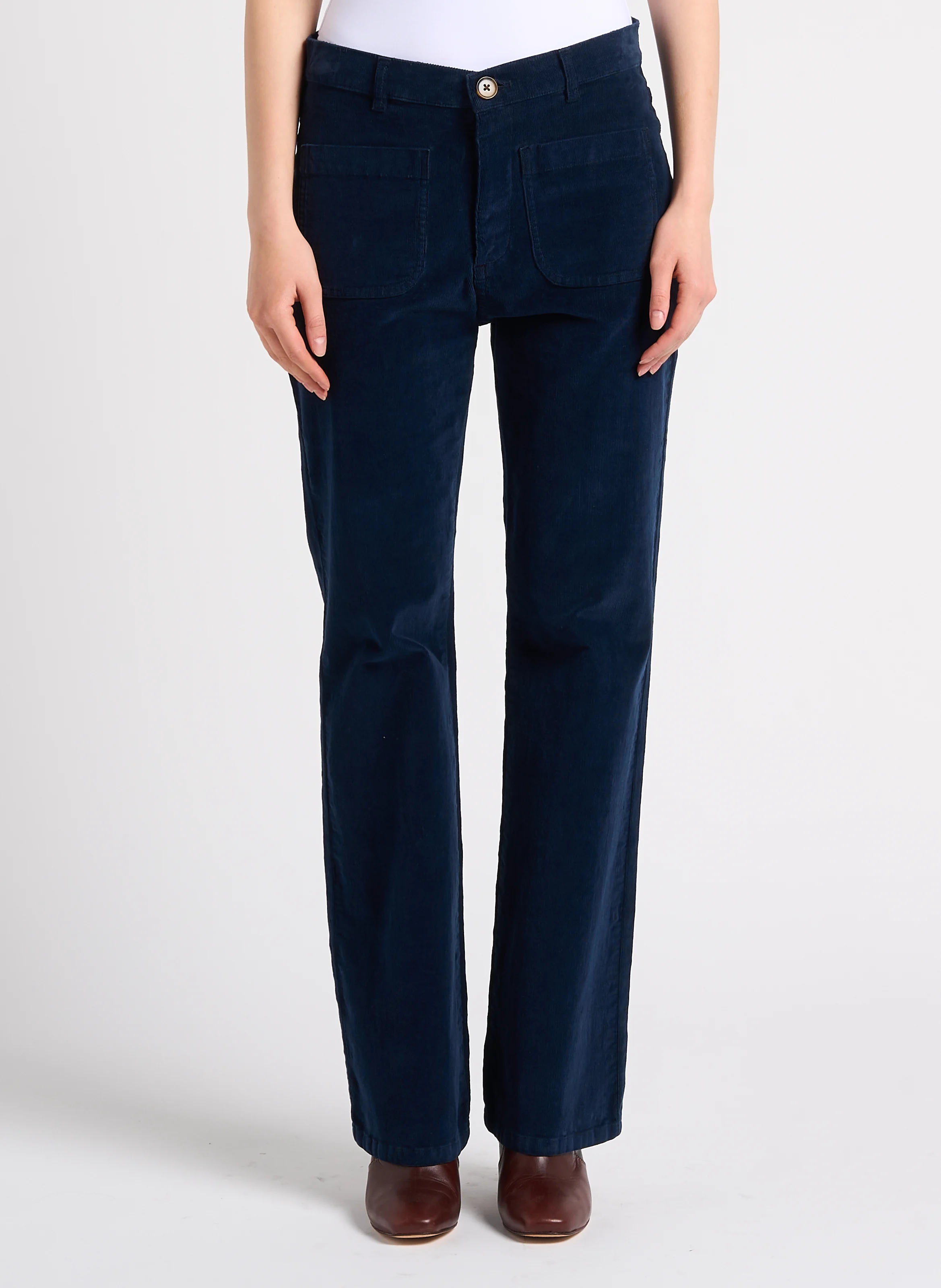 Pantalon flare en coton mélangé | Bleu