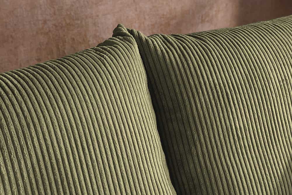 Design Ecksofa ATMOSPHERE XL 245cm grün Cord Federkern inkl. Kissen
