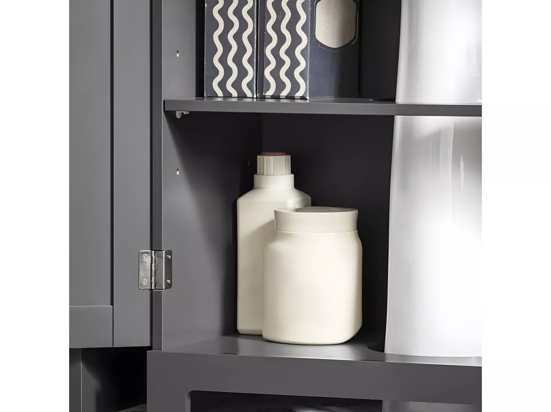SoBuy BZR18-II-DG Meuble Sous-Lavabo à 2 étages et 2 portes meuble de rangement de salle de bain - L60cm x P30cm x H60cm