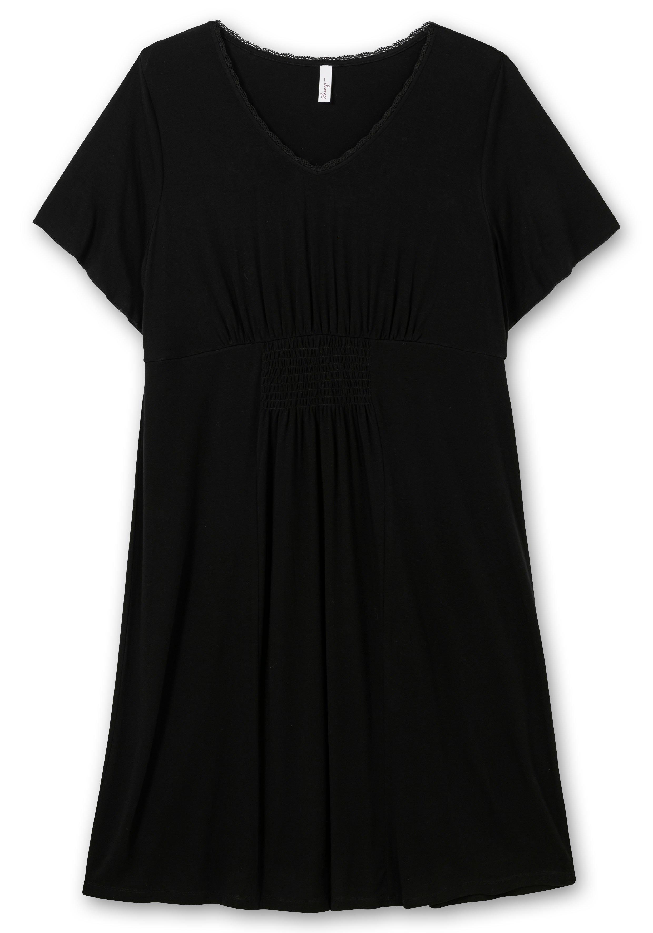 Midikleid mit gesmokter Taille, aus Viskosejersey