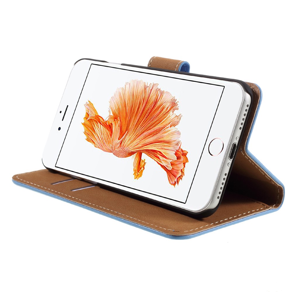 iPhone SE (2022/2020) / 8 / 7 Echtleder Tasche Flip Cover mit Karten Etui - Blau