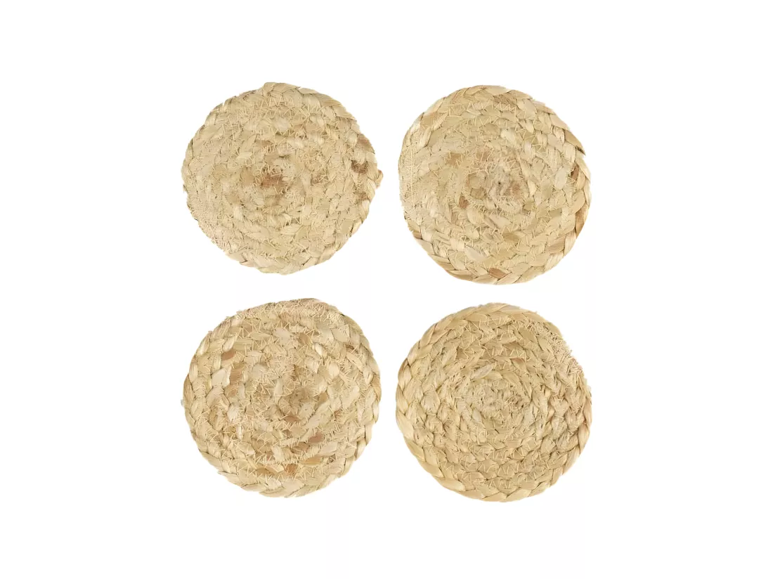 Set de 4 dessous de verre en jute 10 cm