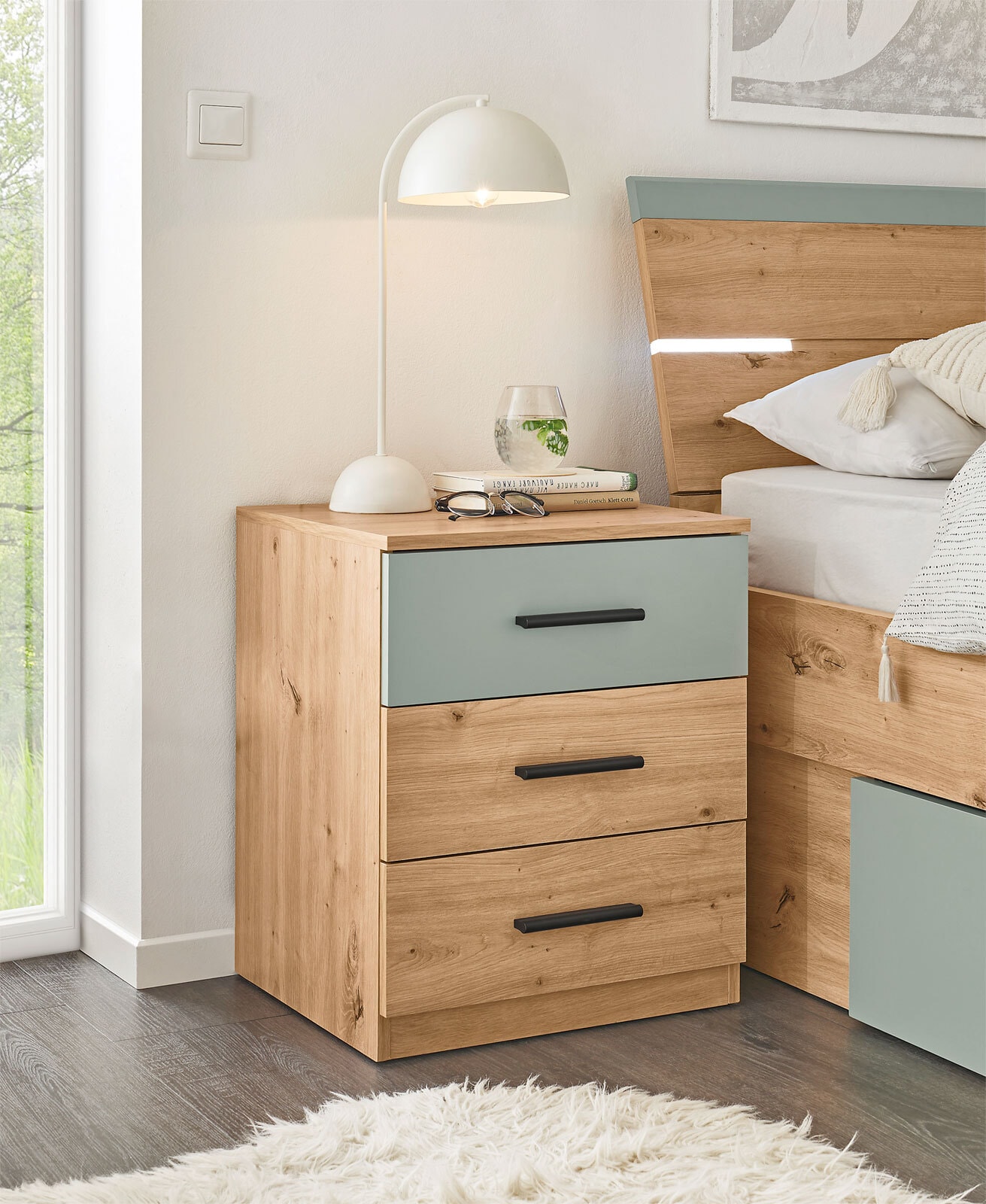 Bettanlage Savina 3-teilig braun/ grün